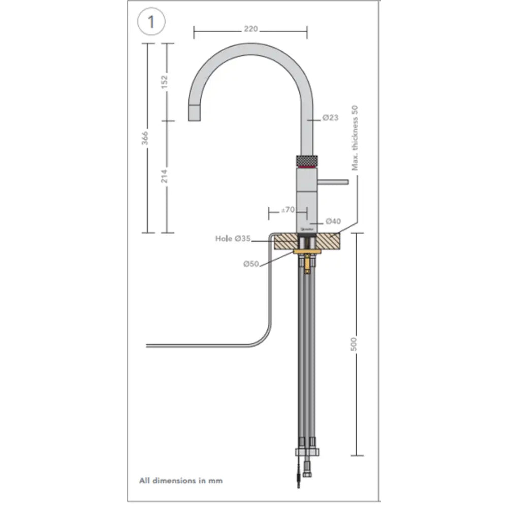 Quooker PRO3 Fusion Round Boiling Water Kitchen Tap - Rose Copper | 3FRRCO