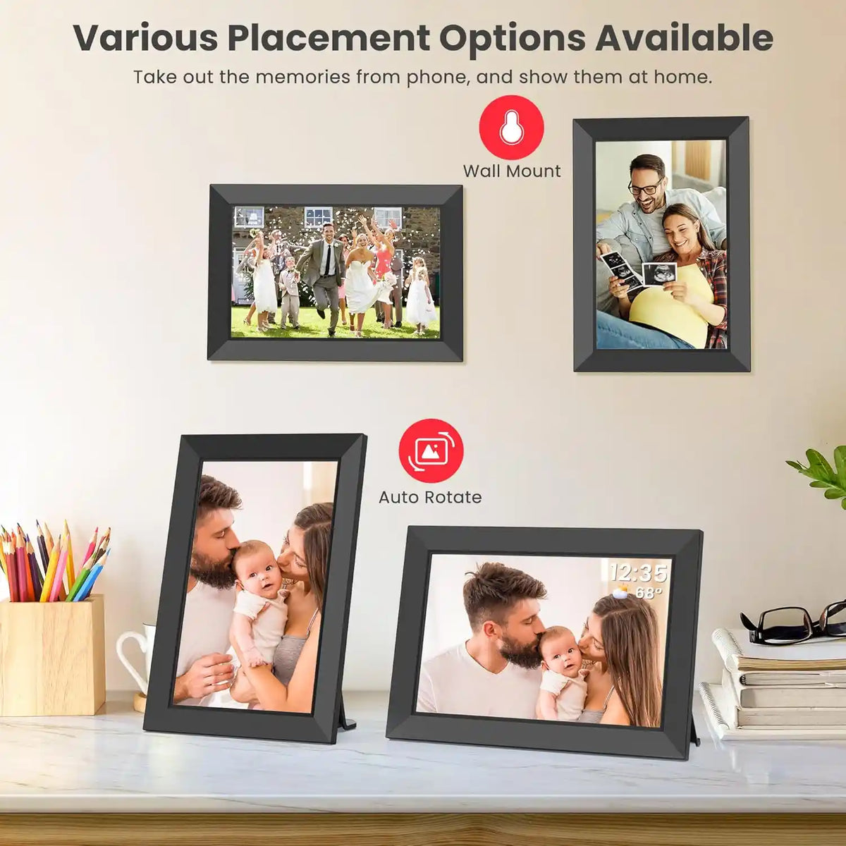 Essentials Digital Photo Frame 10.1 Inch Touch Screen 16Gb with Wifi - Black | HN-DPF1006-EA
