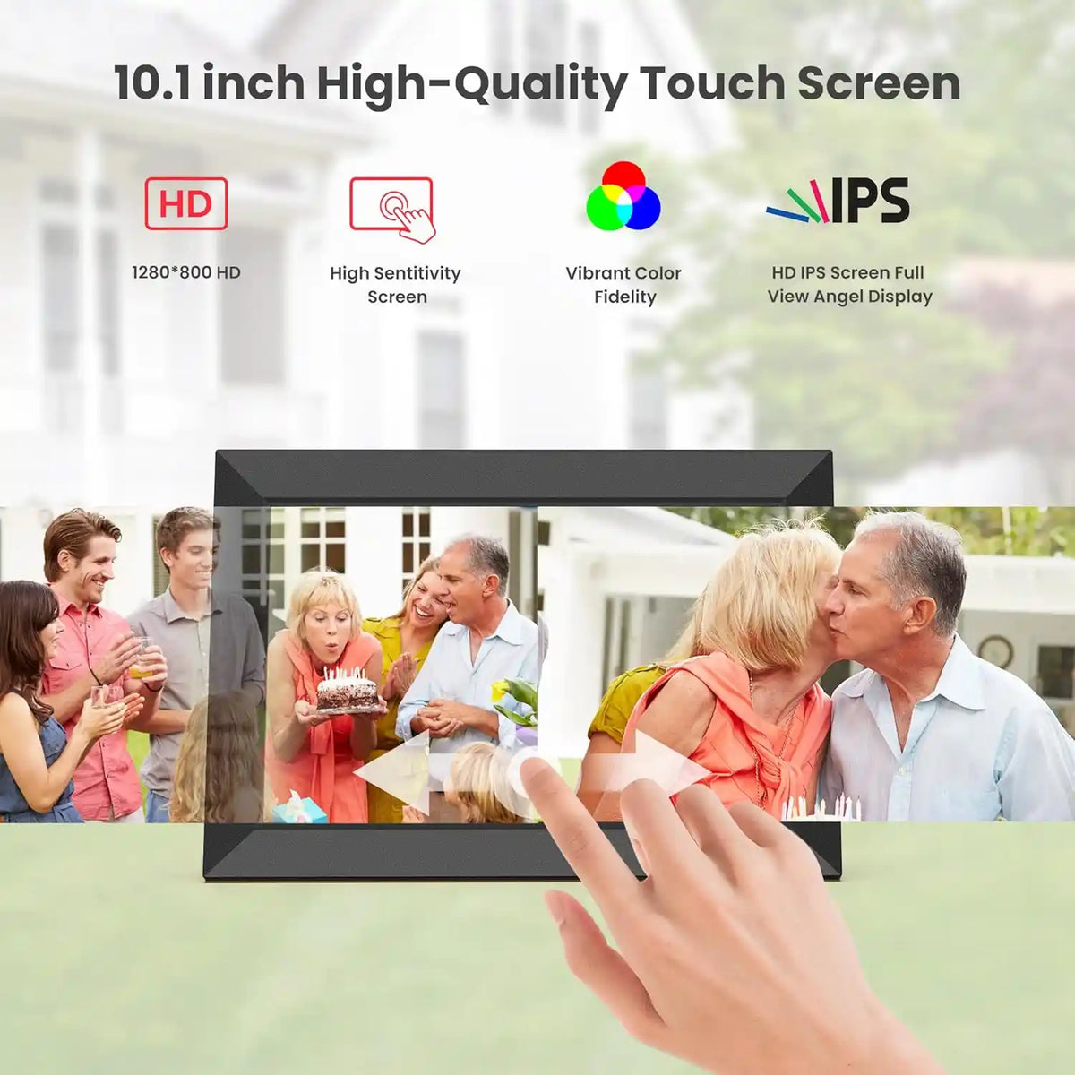 Essentials Digital Photo Frame 10.1 Inch Touch Screen 16Gb with Wifi - Black | HN-DPF1006-EA