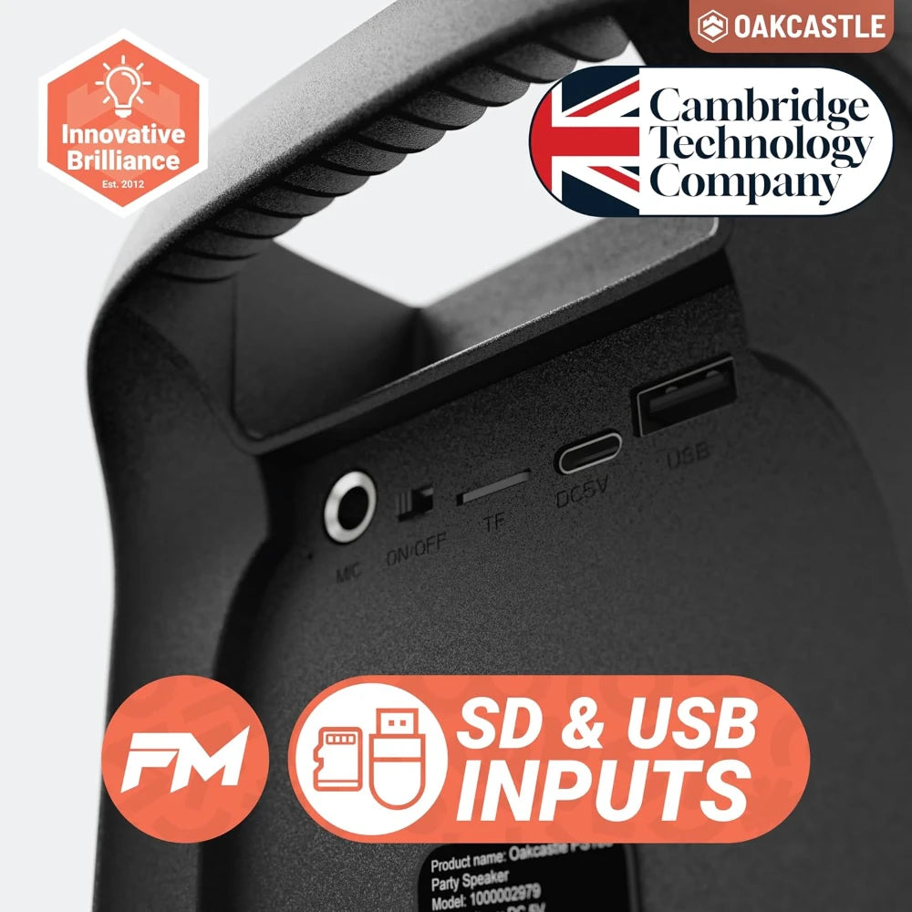 Majority PS100 Portable Wireless Bluetooth Party Speaker with Karaoke Micophone - Black | 1000002991