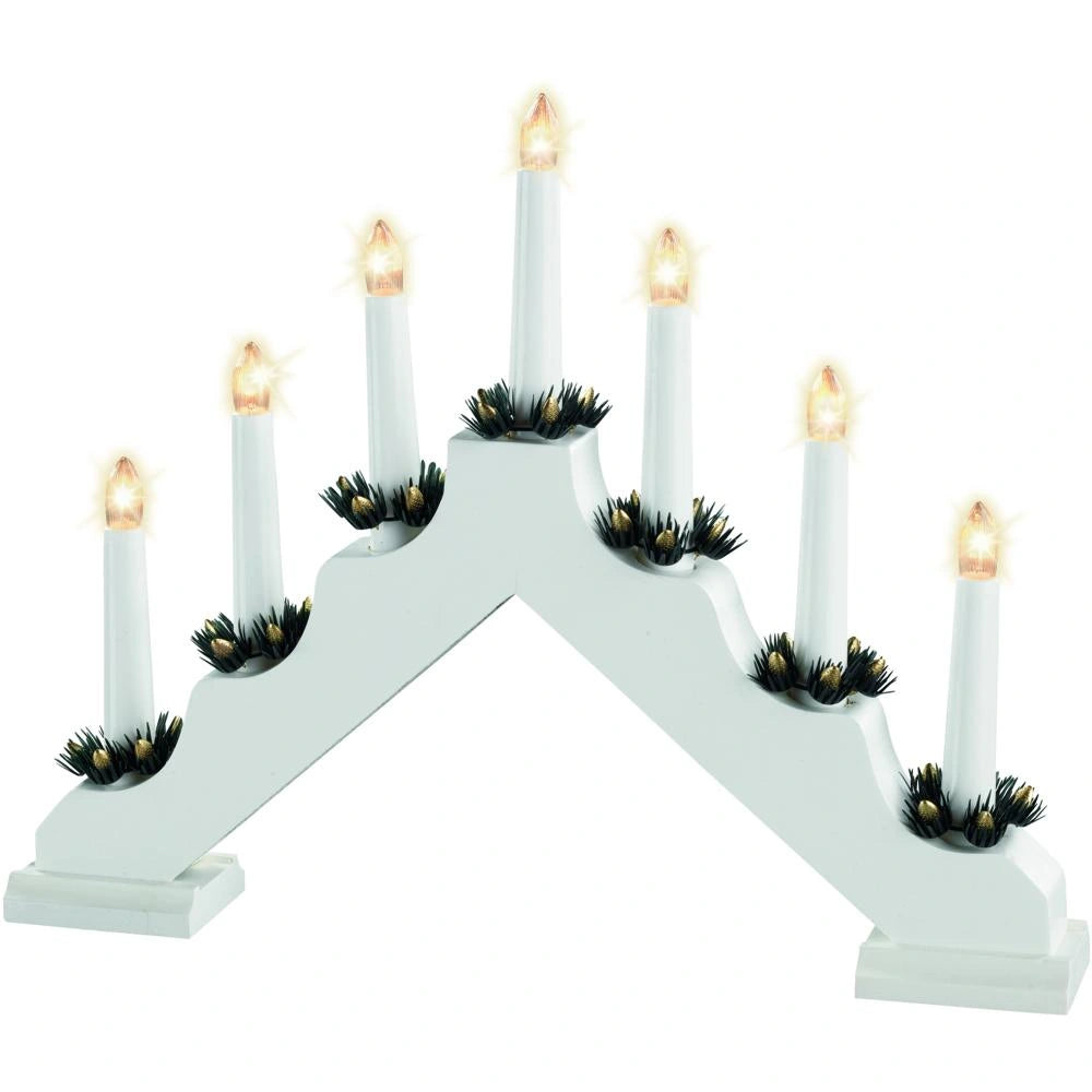 Lumineo Traditional 7 Light Wooden Candle Bridge Mains Operated 