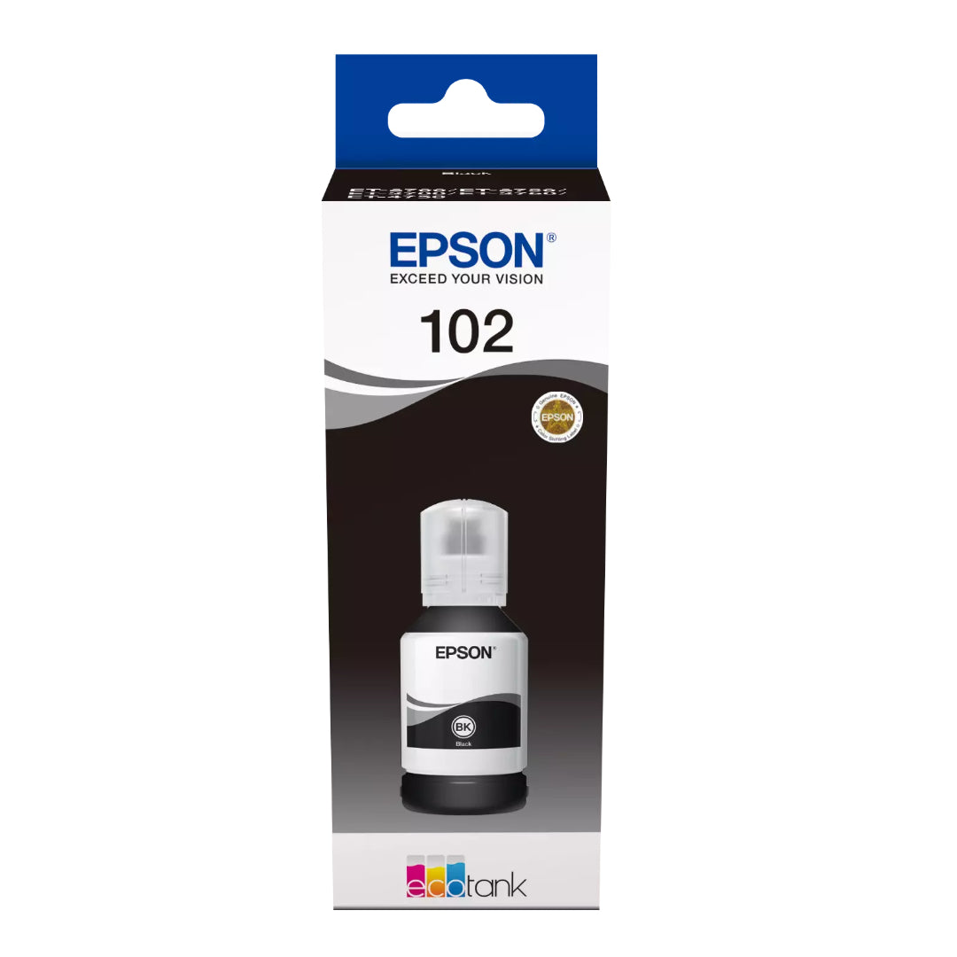 Epson 102 EcoTank Printer Ink Bottle 127ml - Black | C13T03R140