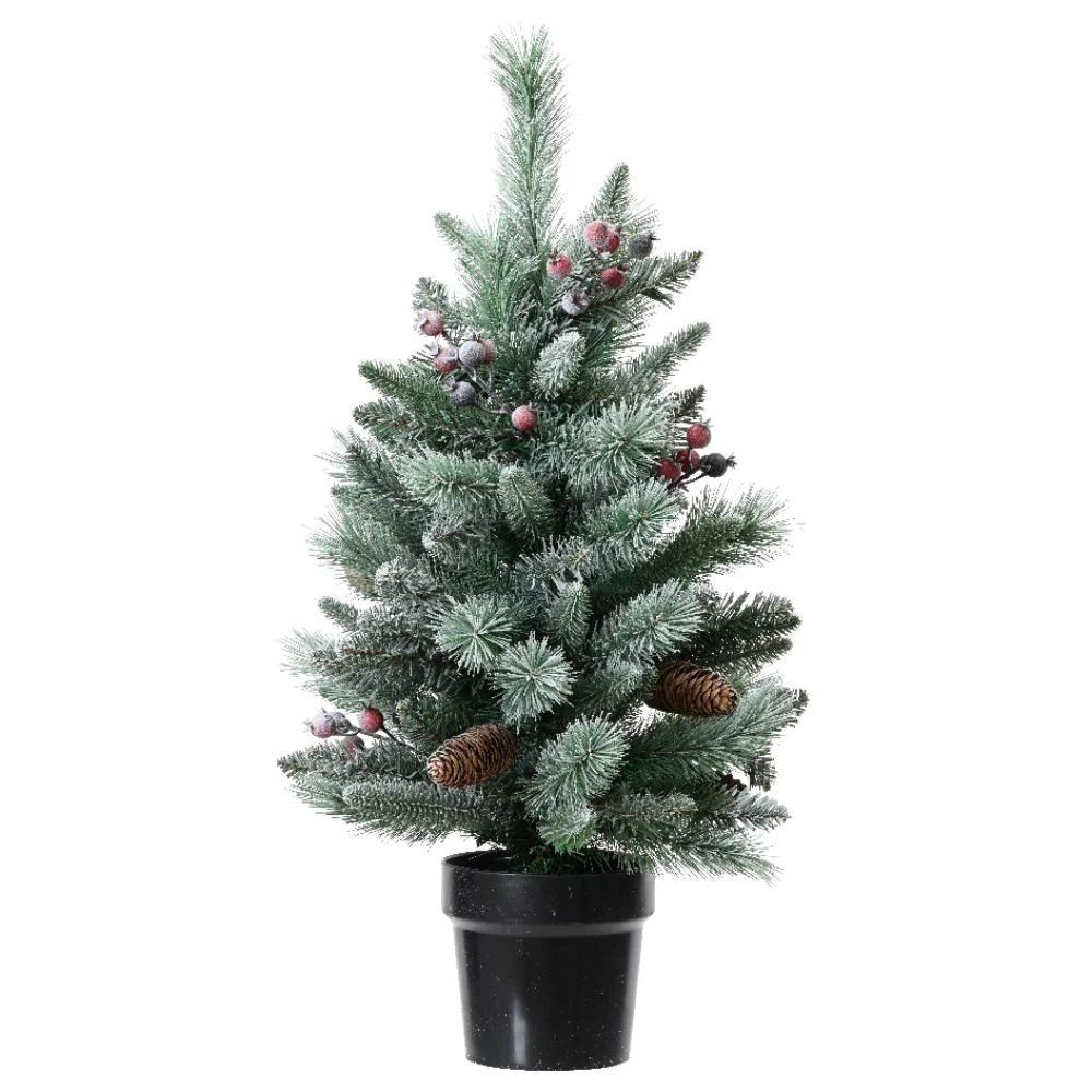 Everlands Frosted Windham Spruce Mini Tree with Berry & Pinecone- 3ft