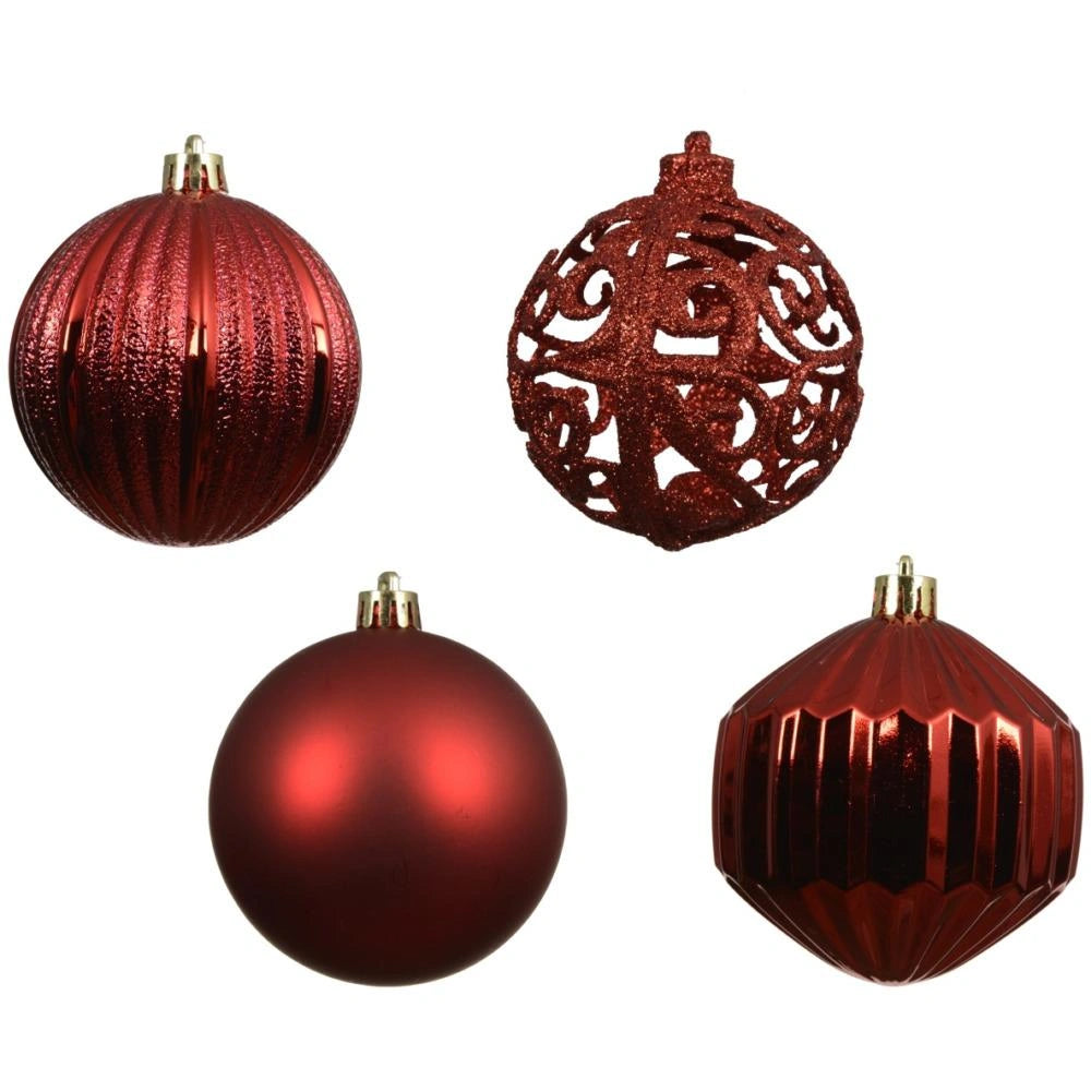 Decoris Christmas Red Shatterproof Baubles - Pack of 16 | 9028341
