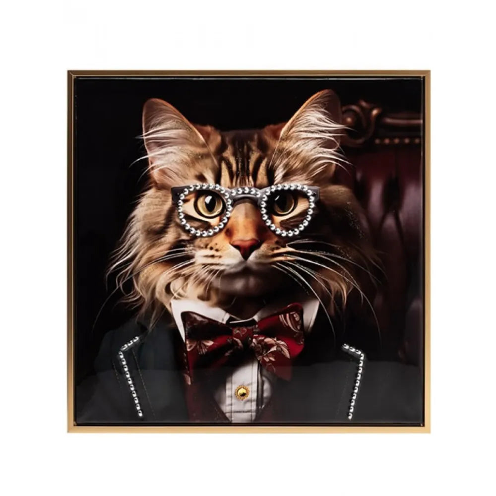 Stonewall Gallery Framed & Textured Picture - Cat Portrait 52.5cm x52.5cm x 2.8cm | BA26