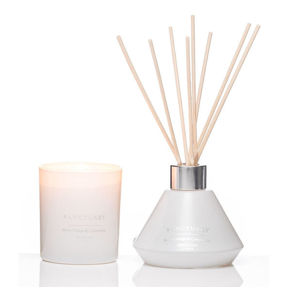 Newgrange Living Luxury Candle and Diffuser Set - Sanctuary Sweet Orange and Cedarwood