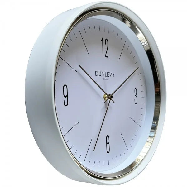 Dunlevy 33cm Wall Clock - White and Gold | CL7033W