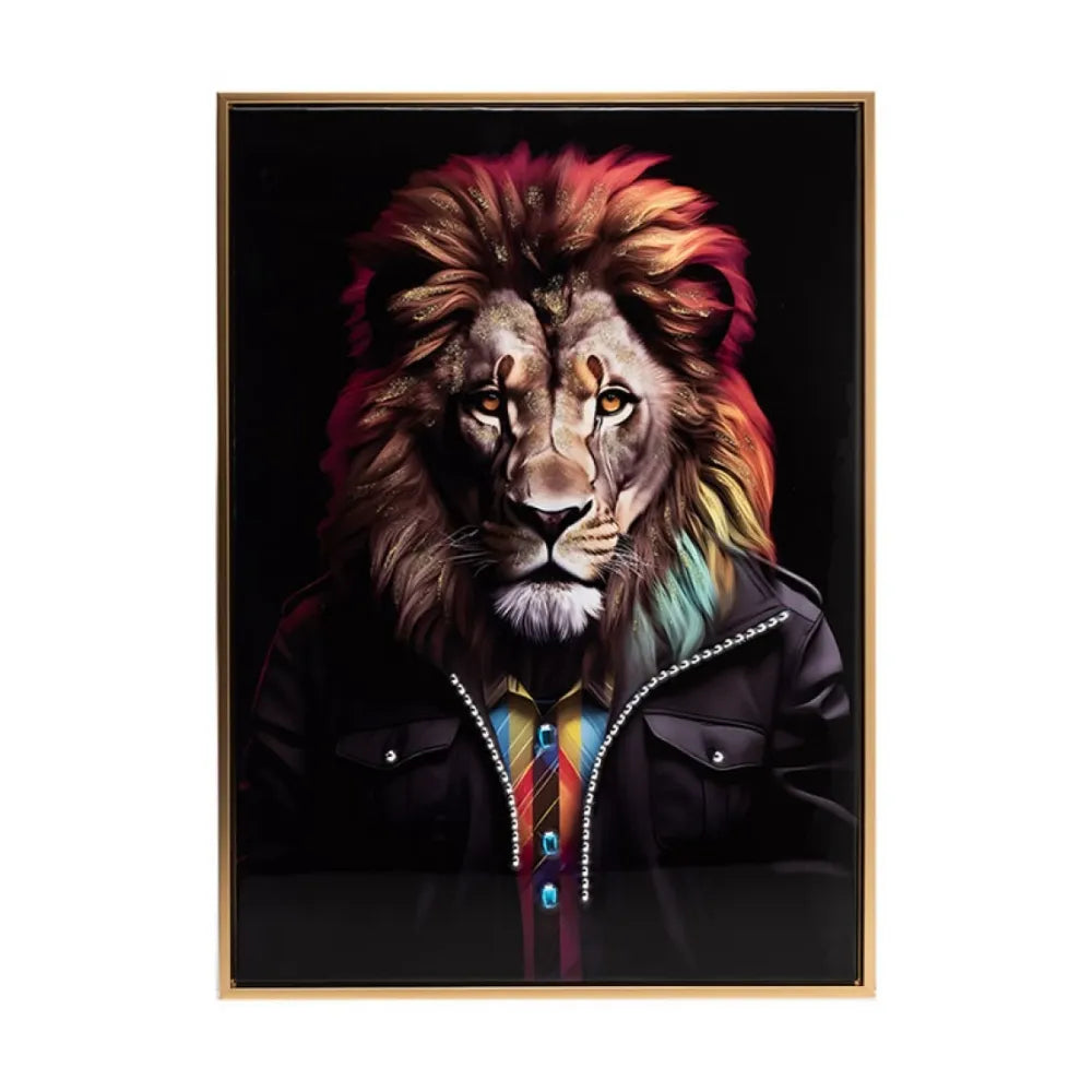 Stonewall Gallery Framed & Textured Picture - Lion Portrait 52.5cm x72.5cm x 2.8cm | BA24