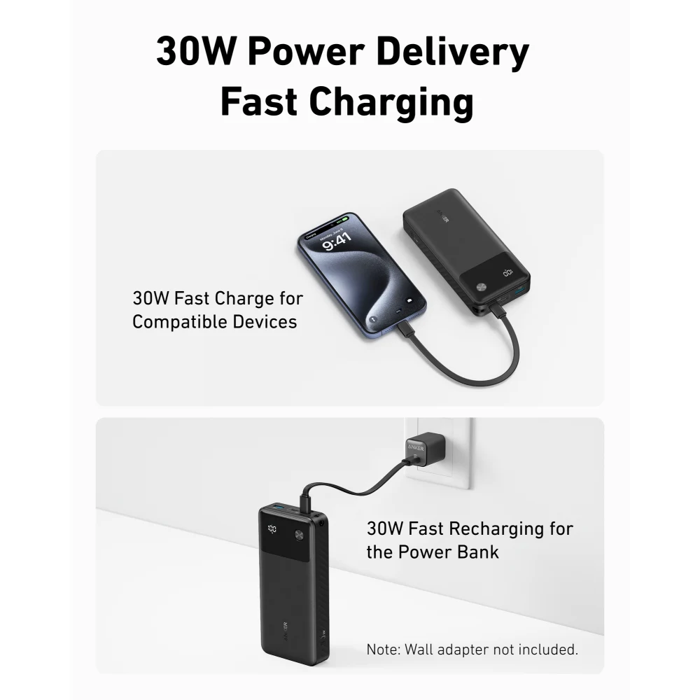 Anker Power Bank 30W 20,000mah - Black | A1384H11