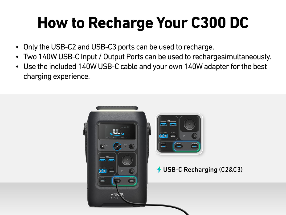 Anker Solix C300X DC Portable Power Station ( Backup Battery ) 300W | A1728011