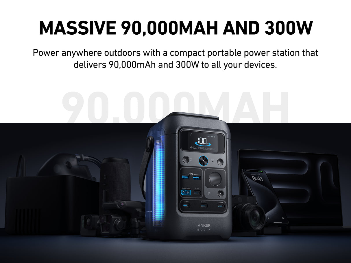 Anker Solix C300X DC Portable Power Station ( Backup Battery ) 300W | A1728011
