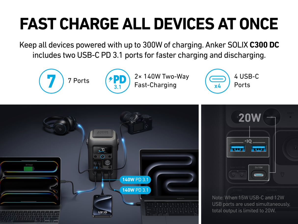 Anker Solix C300X DC Portable Power Station ( Backup Battery ) 300W | A1728011