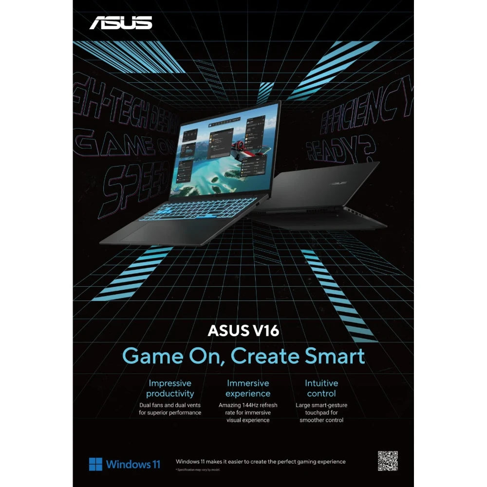 Asus V16 Intel Core 5 16 Inch Lapotop 16GB/512GB - Matte Black | SV3607VU-RP195W