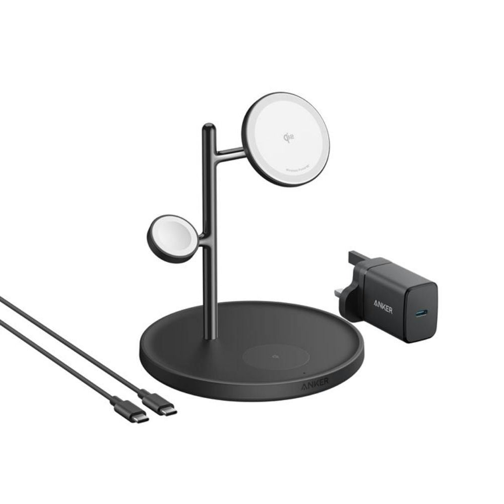 Anker MagGo 15W 3 in 1 Wireless Charging Station with Cable and Charger Bundle | B25M3211