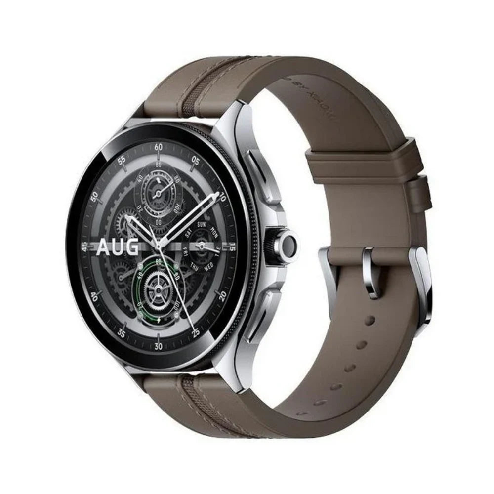 Xiaomi Watch 2 Pro Smart Watch with Brown Leather Strap - Silver | BHR7216GL