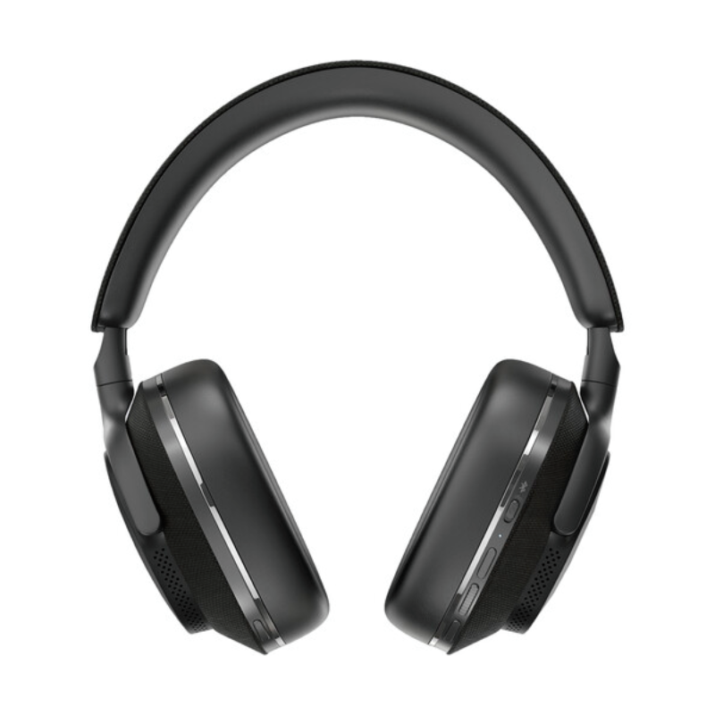 Bowers and Wilkins Px7 S2 black over-ear wireless headphones with padded headband and mesh ear cup details shown against white background