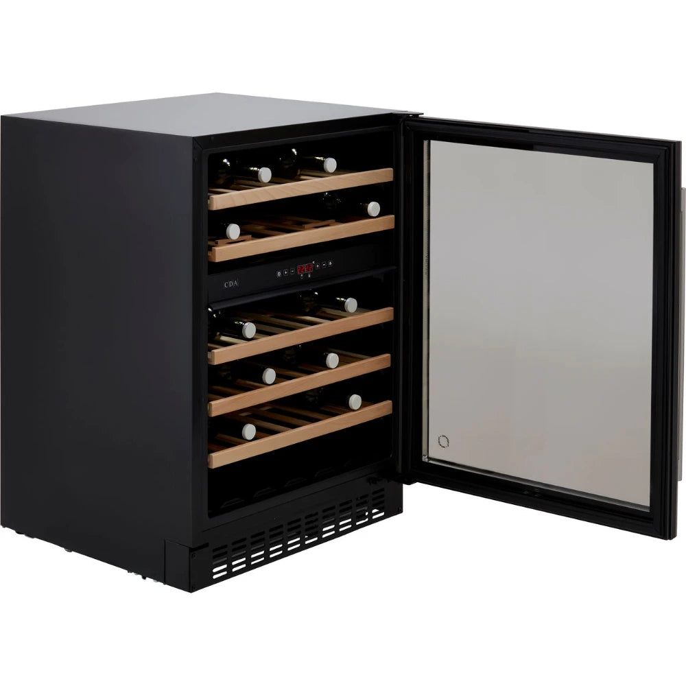 CDA 60cm Wine Cooler Dual Zone - Black | FWC604BL