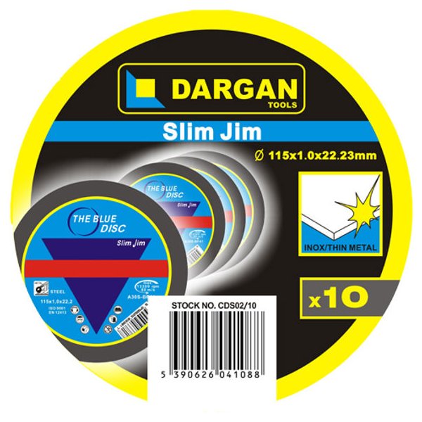 Dargan Slim Jim Metal Cutting Disc 4.5 Inch 115mm 10 Pack ( The Blue Disc ) | CDS02/10