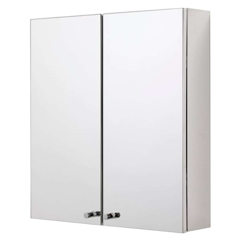 Croydex Carra Double Door Bathroom Cabinet with Mirror Doors - Stainless Steel | CRXWC450805