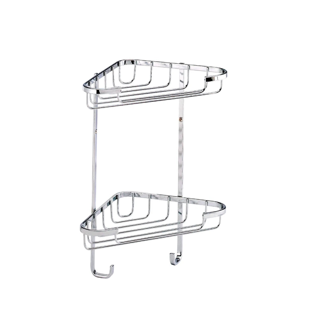 Croydex Wire Small 2 Tier Corner Basket - Chrome | CRXQM260841