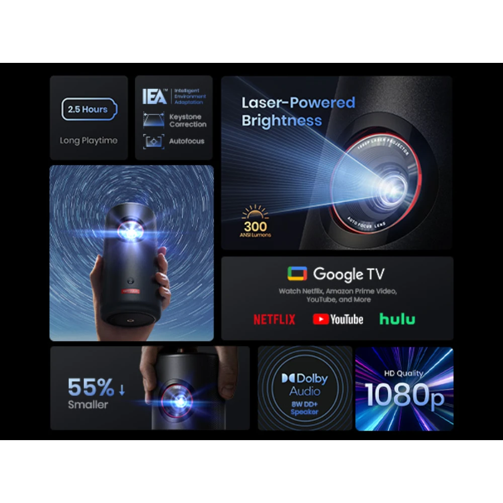 Nebula Capsule 3 Mini Portable Laser Projector - Black | D2426212