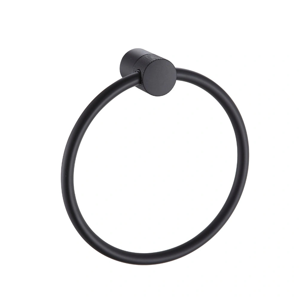De Vielle Bathroom Santorini Towel Ring - Black | DEV98011B