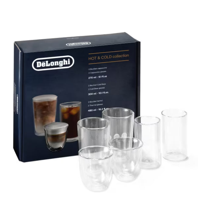 Delonghi Hot and Cold Thermal Glass Collection 6 Piece | DLSC326