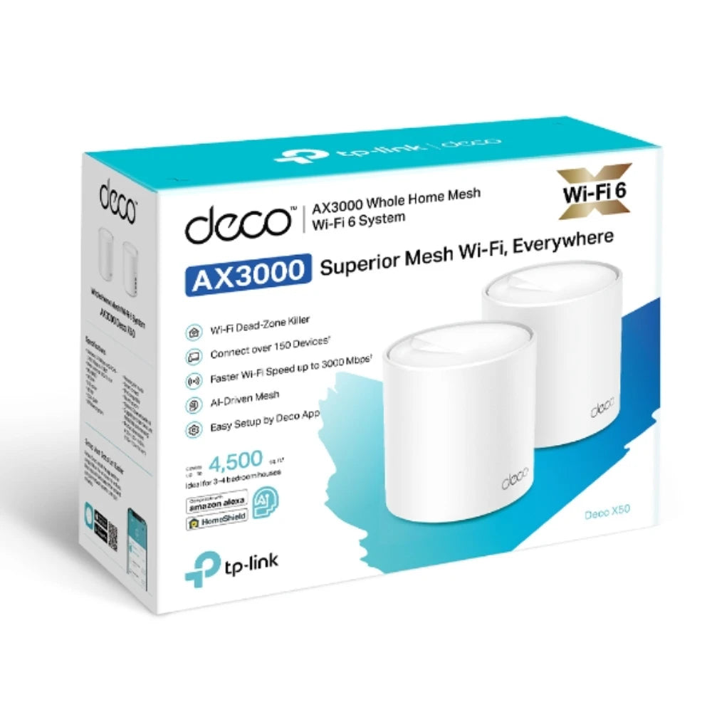 TP-Link Deco AX3000 WiFi 6 Whole Home Mesh Wireless System Twin Pack | DECOX502PCK
