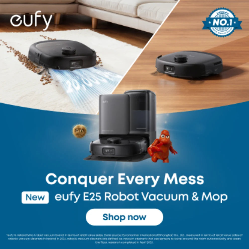 Eufy Omni E25 Robot Vac Vacuum Cleaner and Mop with Self Empty Station - Black | T2353V11