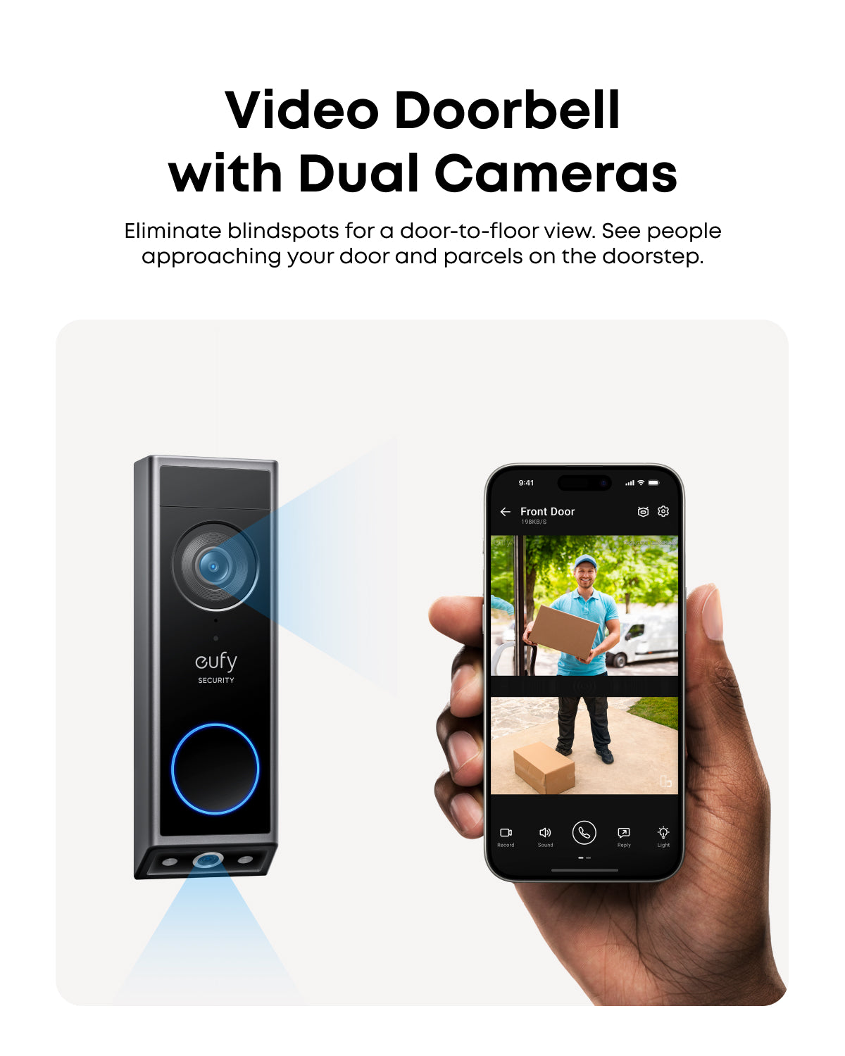 Eufy E340 Video Doorbell 2K Dual Camera Colour Night Vision + Chime  - Black | E8214311