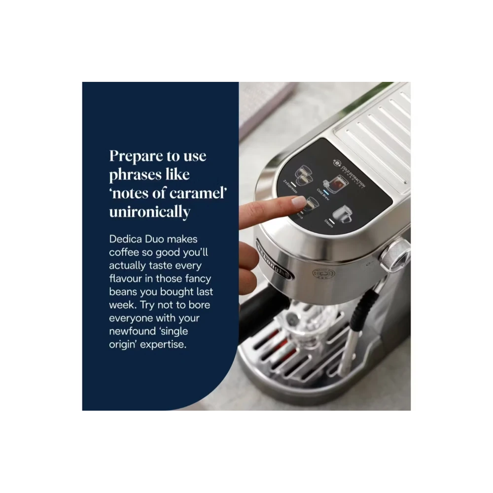 DeLonghi Dedica Duo Espresso Coffee Machine - Stainless Steel | EC890.M
