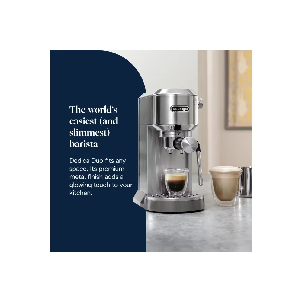 DeLonghi Dedica Duo Espresso Coffee Machine - Stainless Steel | EC890.M