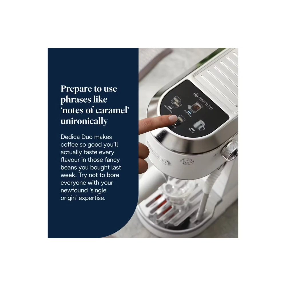 DeLonghi Dedica Duo Espresso Coffee Machine - White | EC890.WI