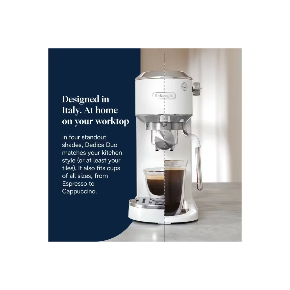 DeLonghi Dedica Duo Espresso Coffee Machine - White | EC890.WI