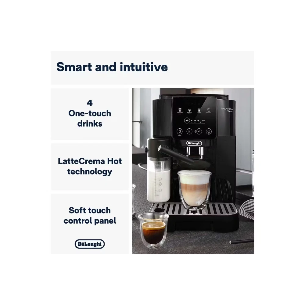 DeLonghi Magnifica Start Fully Automatic Bean to Cup Coffee Machine - Black | ECAM220.60.B