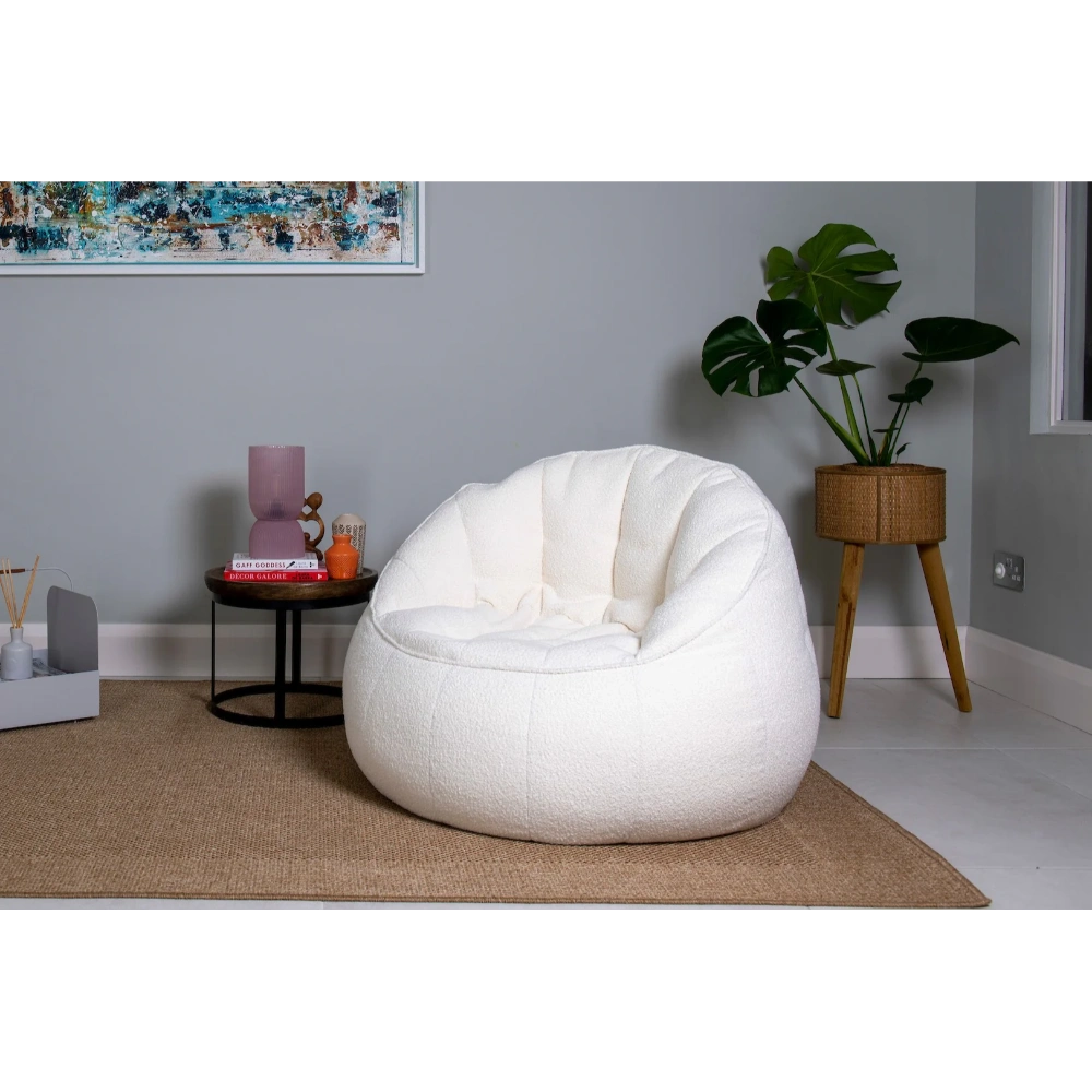 Elephant Boucle Chair Bean Bag - Cream | EBOCRM20