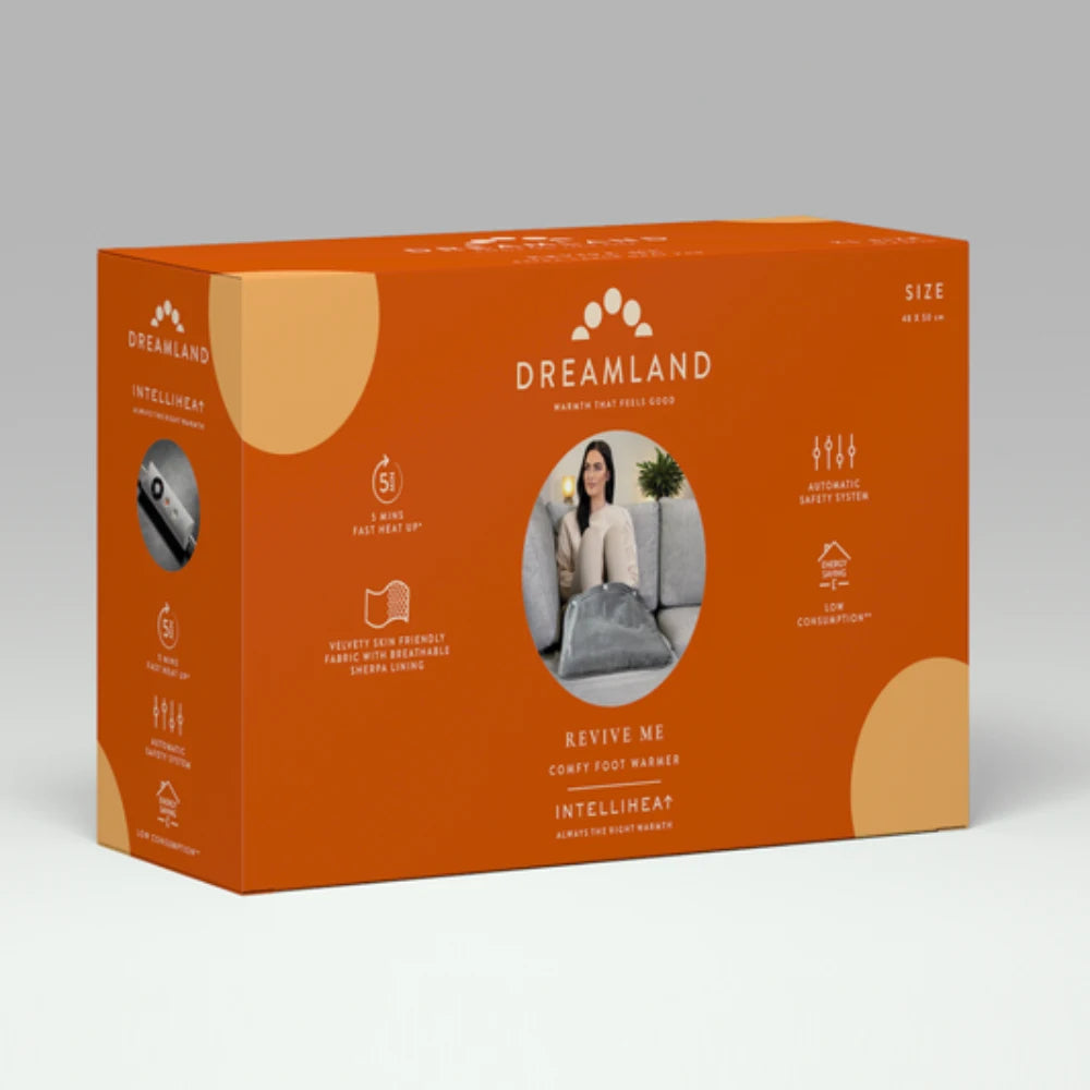 Dreamland Revive Me Comfy Electric Foot Warmer with 5 Heat Settings - Grey | 26009