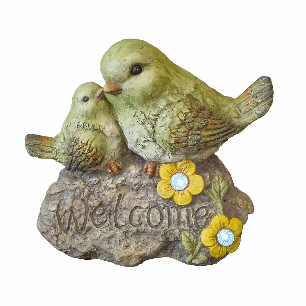 WGP Birds on Solar Stone Garden Ornament | G0433