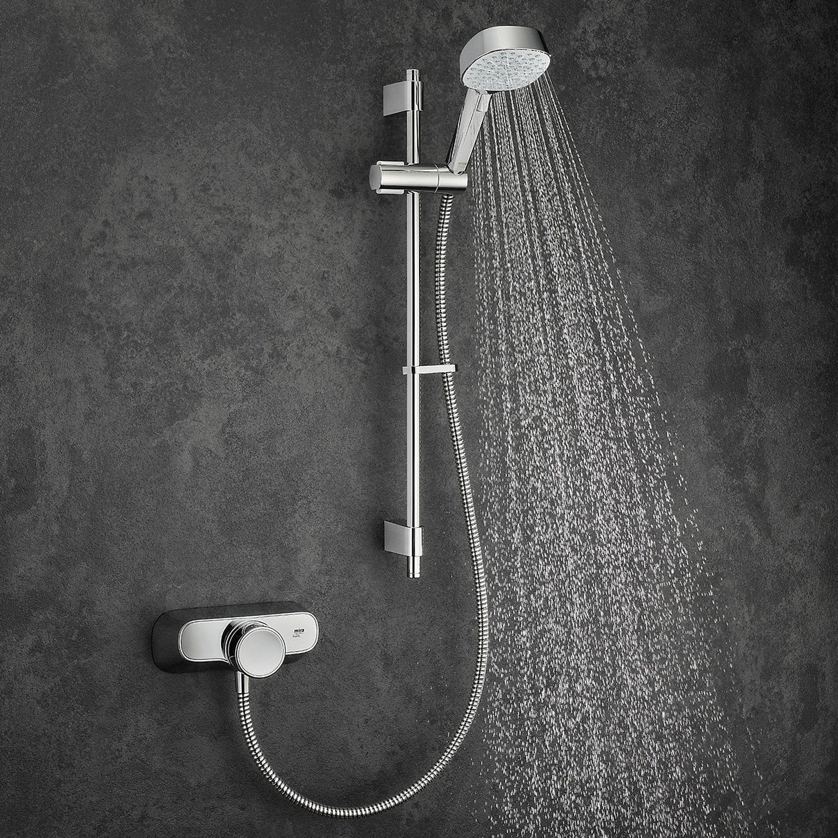 Single Outlet Mira mixer shower in a white background