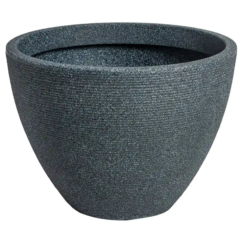 Strata Valencia Medium Garden Planter in ash grey with textured stone finish, round tapered design