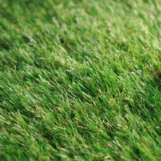 Close-up view of Greenfx Sorrento artificial grass showing dense green synthetic turf blades with natural texture, 38mm pile height in a 1 metre x 4 metre roll format