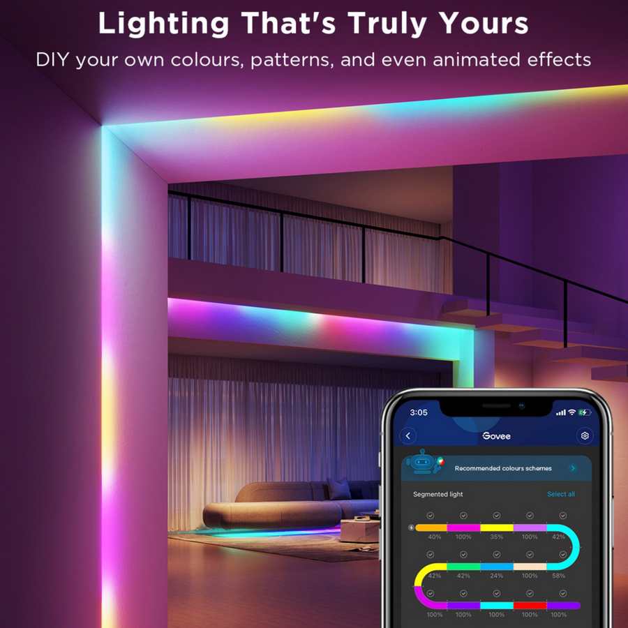 Govee RGBIC 5 Metre Smart MultiColour LED Strip Light with Wifi and Bluetooth | H168A2D1