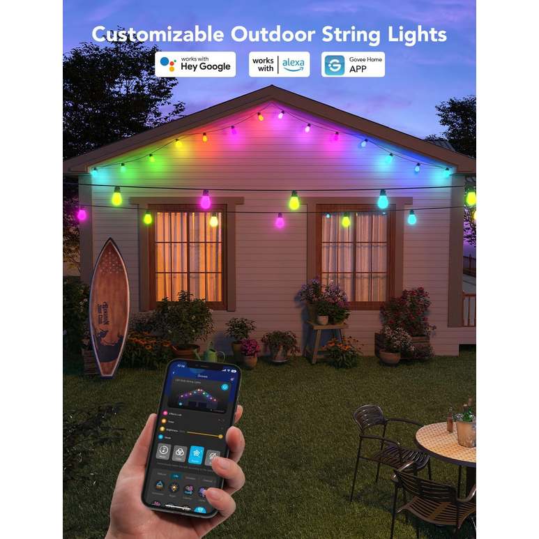 Govee Smart Outdoor S14 Bulb String Lights 2 - 48ft / 15 Metre | H70202B1
