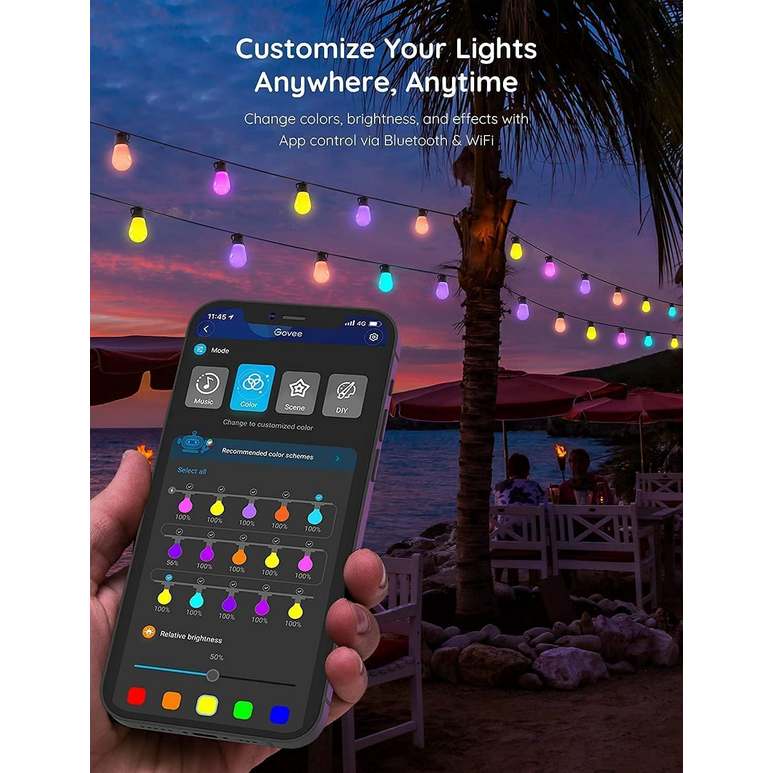 Govee Smart Outdoor S14 Bulb String Lights 2 - 48ft / 15 Metre | H70202B1