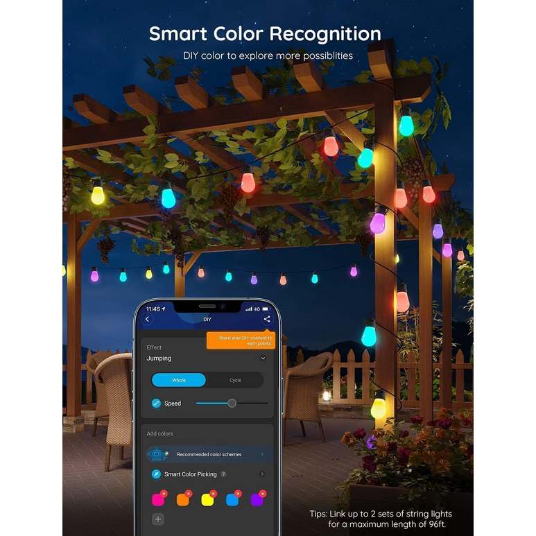 Govee Smart Outdoor S14 Bulb String Lights 2 - 48ft / 15 Metre | H70202B1