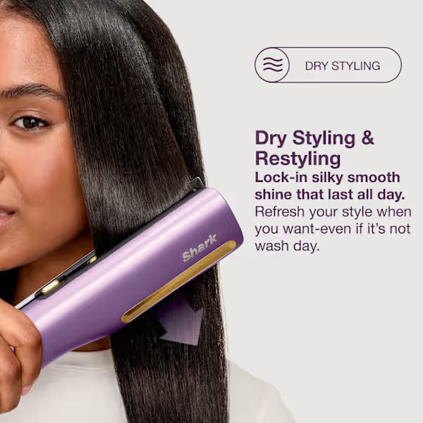 Shark SilkiPro Straight Hair Straightener + Dryer in One Tool with Heat-Resistant Storage Case - Plum Satin | HT401UKPU