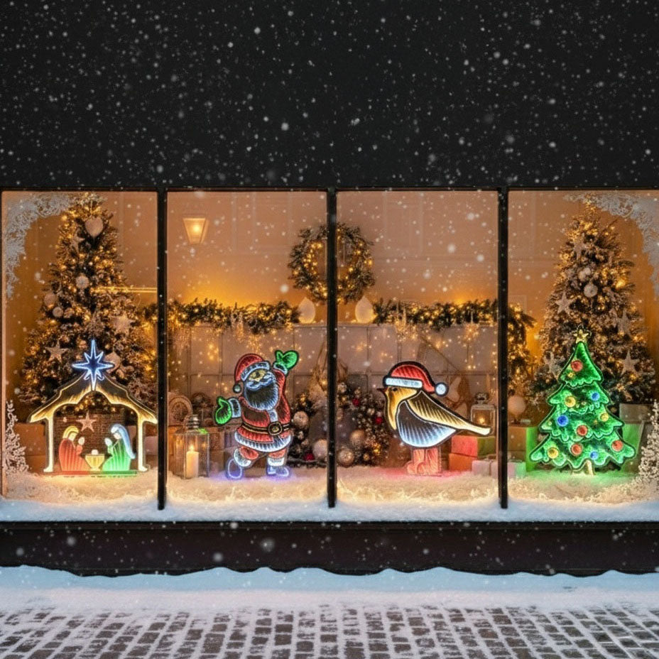 Festive Robin Red Boots Infinity Mirror Light - 40cm | P060140