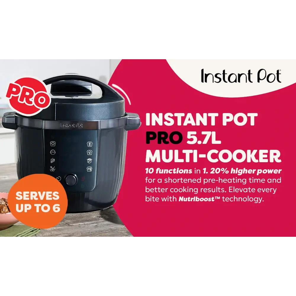 Instant Pot Pro 10 in 1 Multicooker 5.7 Litre with Wifi - Black | 112-0300-01-UK