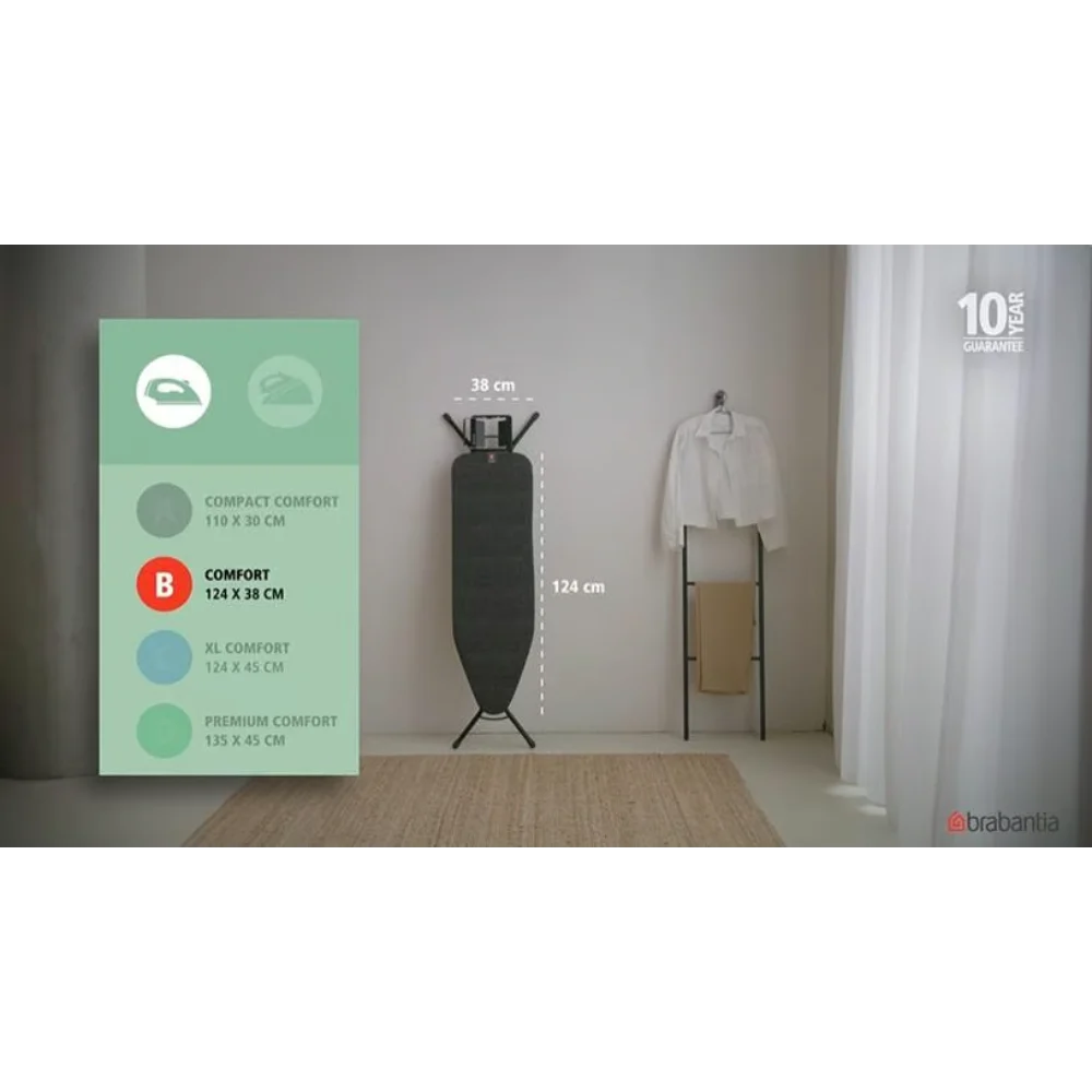 Brabantia Ironing Board B 124cm x 38cm for Steam Iron - Spring Bubbles | 134289