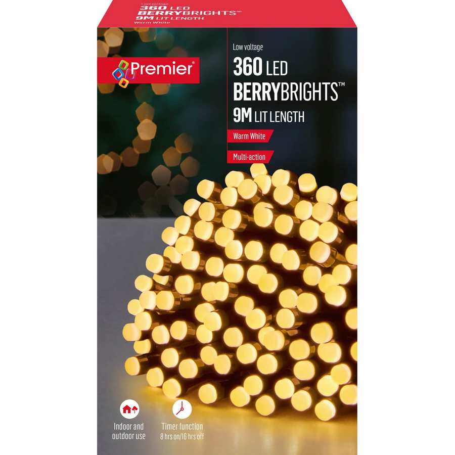Premier 360 Low Voltage Multi Action LED Mini Berry Charistmas Lights - Warm White | LV254001WW